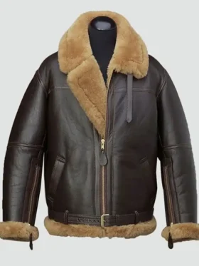 Alexander Mens Brown Leather Aviator Jacket