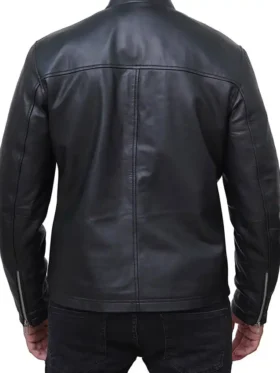 Basic Black Leather Jacket For Men For Sale