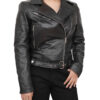Belted Style Black Genuine Leather Motorcycle Jacket