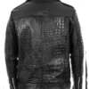 Black Biker Crocodile Skin Leather Jacket For Men