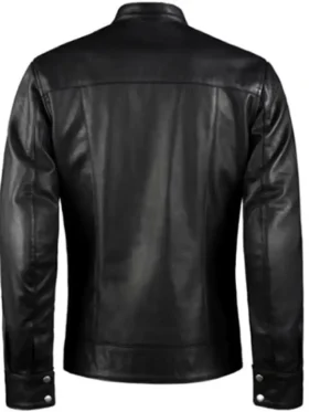 Black Cafe Racer Stylish Maroon Striped Leather Jacket 
