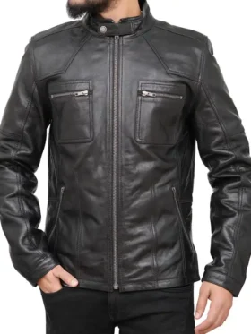 Carl Black Vintage Cafe Racer Leather Jacket