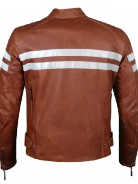 Men’s Cafe Racer Brown Cowhide Leather Jacket