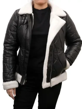 Mia Womens Shearling Leather Jacket