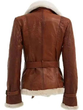 Olivia Shearling Brown Jacket For Sale