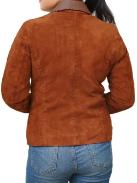 Women’s Brown Suede Leather Biker Jacket For Sale