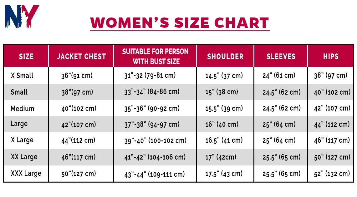 women size chart NY