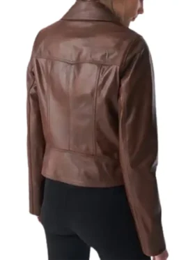 Brown Women's Classic Biker Leather Jacket