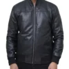 Classic Mens Black Bomber Leather Jacket