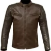 Classic Style Cafe Racer Brown Leather Jacket