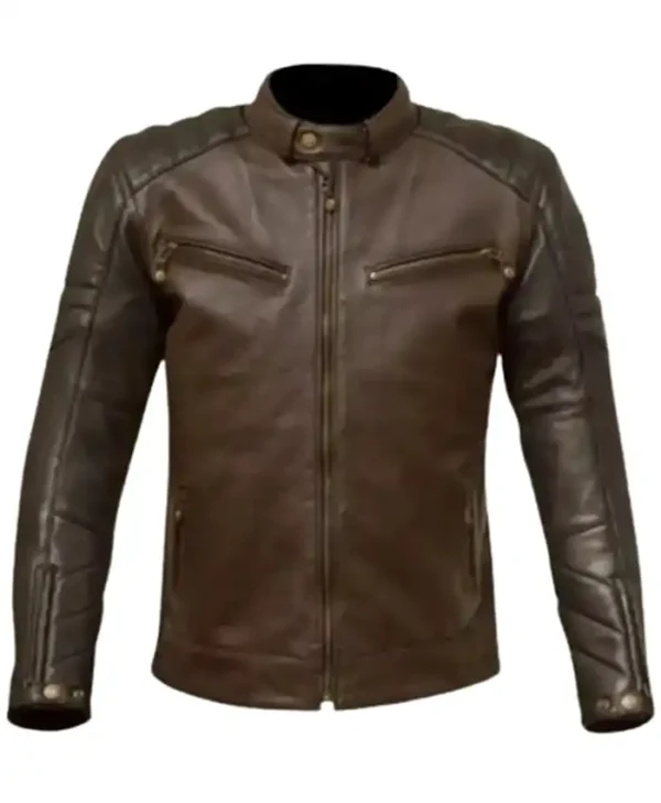 Classic Style Cafe Racer Brown Leather Jacket