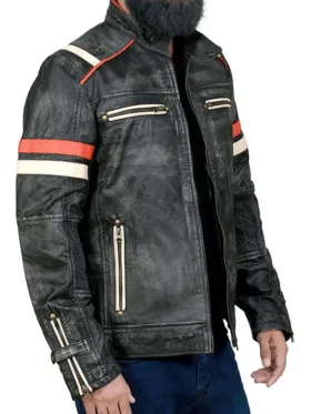 David Distressed Leather Motorcycle Jacket