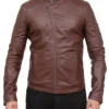 Dean Brown Mens Slim Fit Brown Leather Jacket