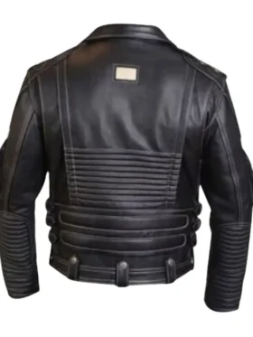 Genuine Cowhide Leather Biker Jacket Black