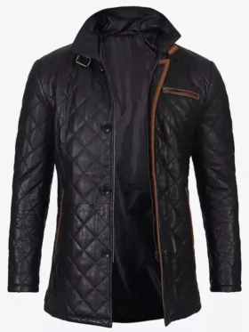 Jason Men Black Diamond Quilted Leather Jacket