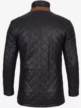 Men Black Diamond Quilted Leather Jacket
