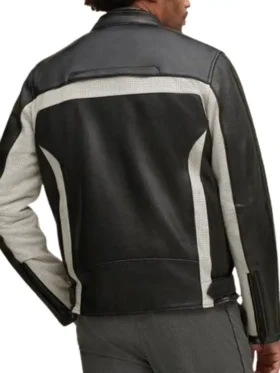 Men's Genuine Leather Color Blocked Biker Jacket For Sale