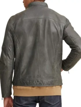 Men's Greenish Motorbike Leather Moto Jacket For Sale