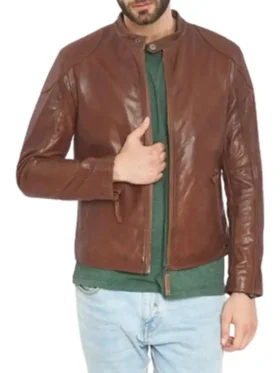 Smith Men's Brown Buffalo Leather Motorcycle Jacket