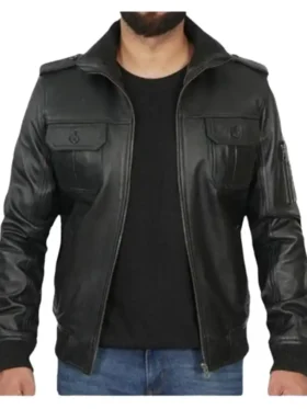 Tommy Mens Trucker Leather Jacket
