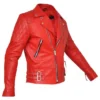 Womens Brando Red Biker Jacket