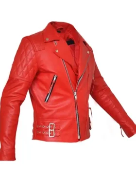 Womens Brando Red Biker Jacket