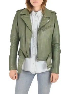 Women's Olive Green Lambskin Leather Jacket