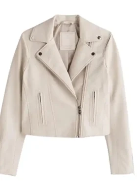 Women's White Biker Leather Jacket